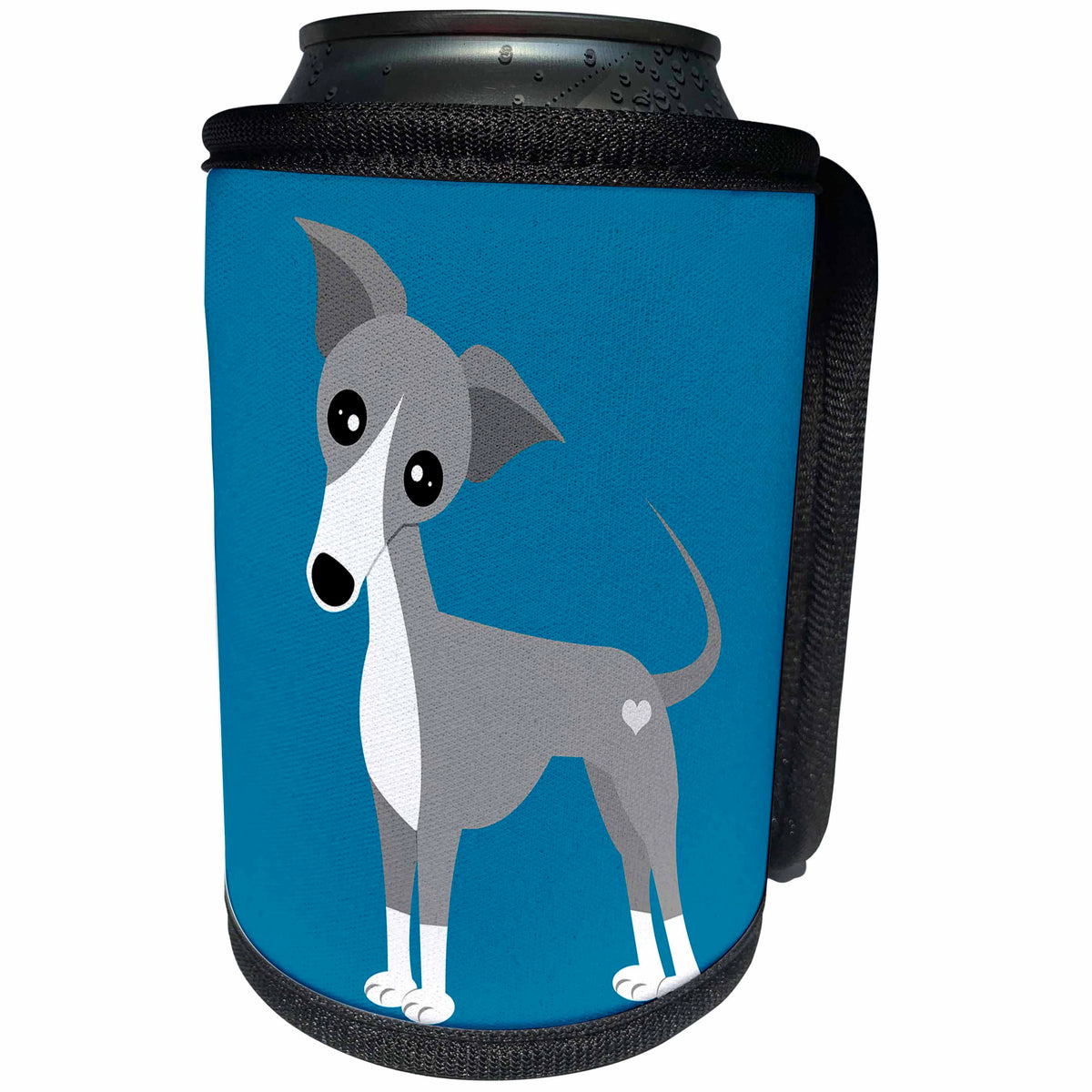3dRose Janna Salak Designs Dogs - Italian Greyhound Cute Cartoon with Heart - Can Cooler Bottle Wrap (cc_283579)