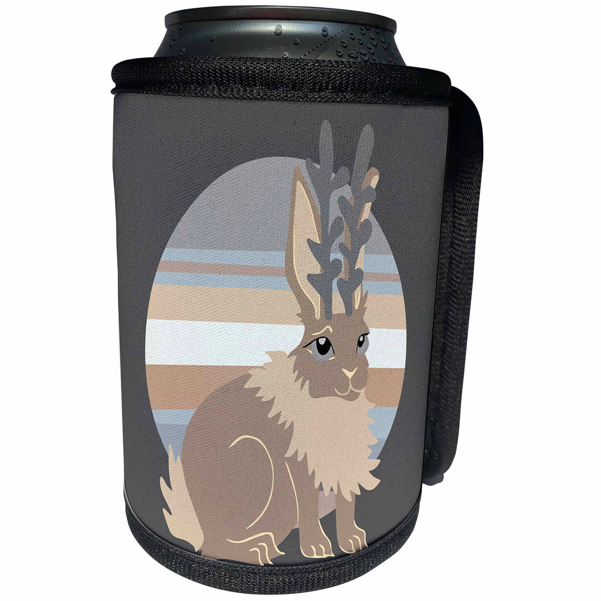 3dRose Janna Salak Designs Woodland Creatures - Planet Jackalope Funny Mythical Creature Cute Rabbit - Can Cooler Bottle Wrap (cc_283580)