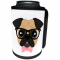 3dRose Janna Salak Designs Dogs - Nerdy Pug Cute Dog with Glasses and Bowtie - Can Cooler Bottle Wrap (cc_283584)