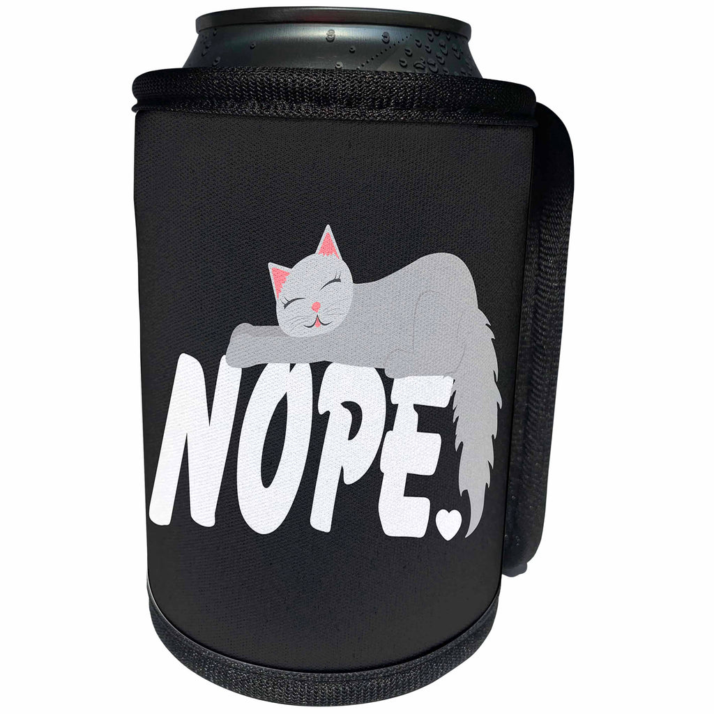 3dRose Janna Salak Designs Text Art - Nope Cat - Can Cooler Bottle Wrap (cc_283587)