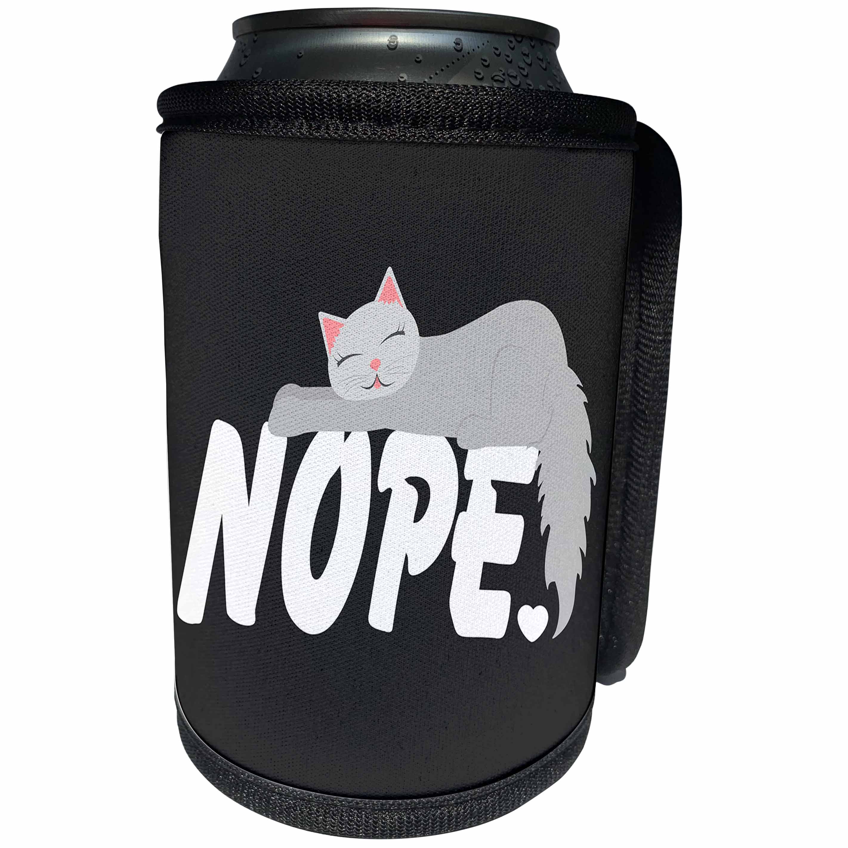 3dRose Janna Salak Designs Text Art - Nope Cat - Can Cooler Bottle Wrap (cc_283587)