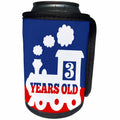 3dRose Janna Salak Designs Kids Stuff - Train 3 Years Old Birthday Red White and Blue - Can Cooler Bottle Wrap (cc_283597)