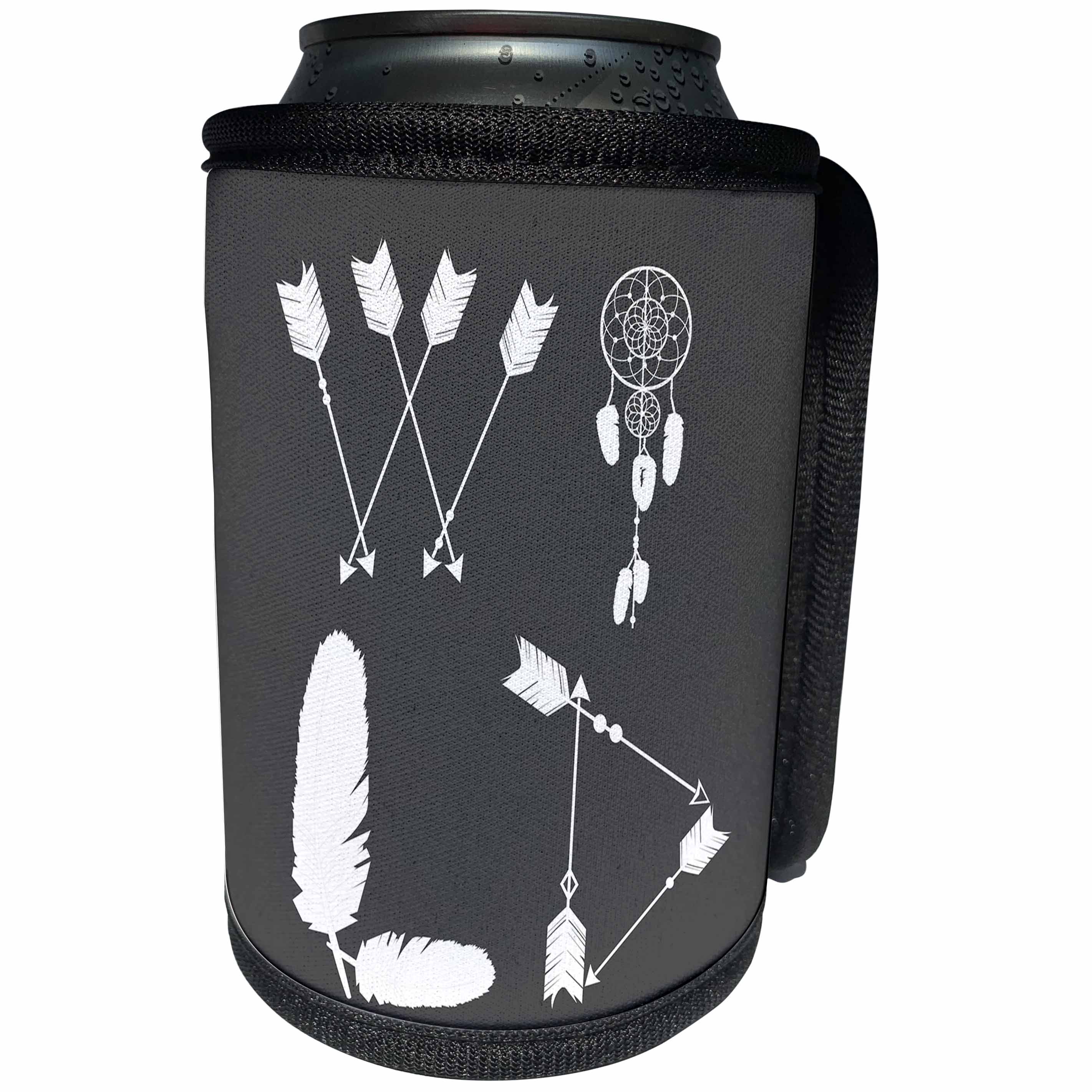 3dRose Janna Salak Designs Boho - WILD Arrow Dreamweaver and Feathers Bohemian Tribal - Can Cooler Bottle Wrap (cc_283600)