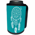 3dRose Janna Salak Designs Boho - Dream-catcher and Butterflies Elegant Turquoise - Can Cooler Bottle Wrap (cc_283602)