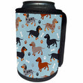 3dRose Janna Salak Designs Dogs - Cute Dachshund Pattern Blue Doxies - Can Cooler Bottle Wrap (cc_283603)