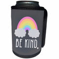 3dRose Janna Salak Designs Text Art - Be Kind Pastel Rainbow Motivational Quotes - Can Cooler Bottle Wrap (cc_283606)