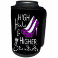 3dRose Janna Salak Designs Text Art - High Heels and Higher Standards - Can Cooler Bottle Wrap (cc_283607)