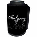 3dRose Alexis Design - American Cities - American Cities - Montgomery Alabama, white on black - Can Cooler Bottle Wrap (cc_283712)