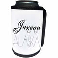 3dRose Alexis Design - American Cities - American Cities - Juneau Alaska, black on white - Can Cooler Bottle Wrap (cc_283716)