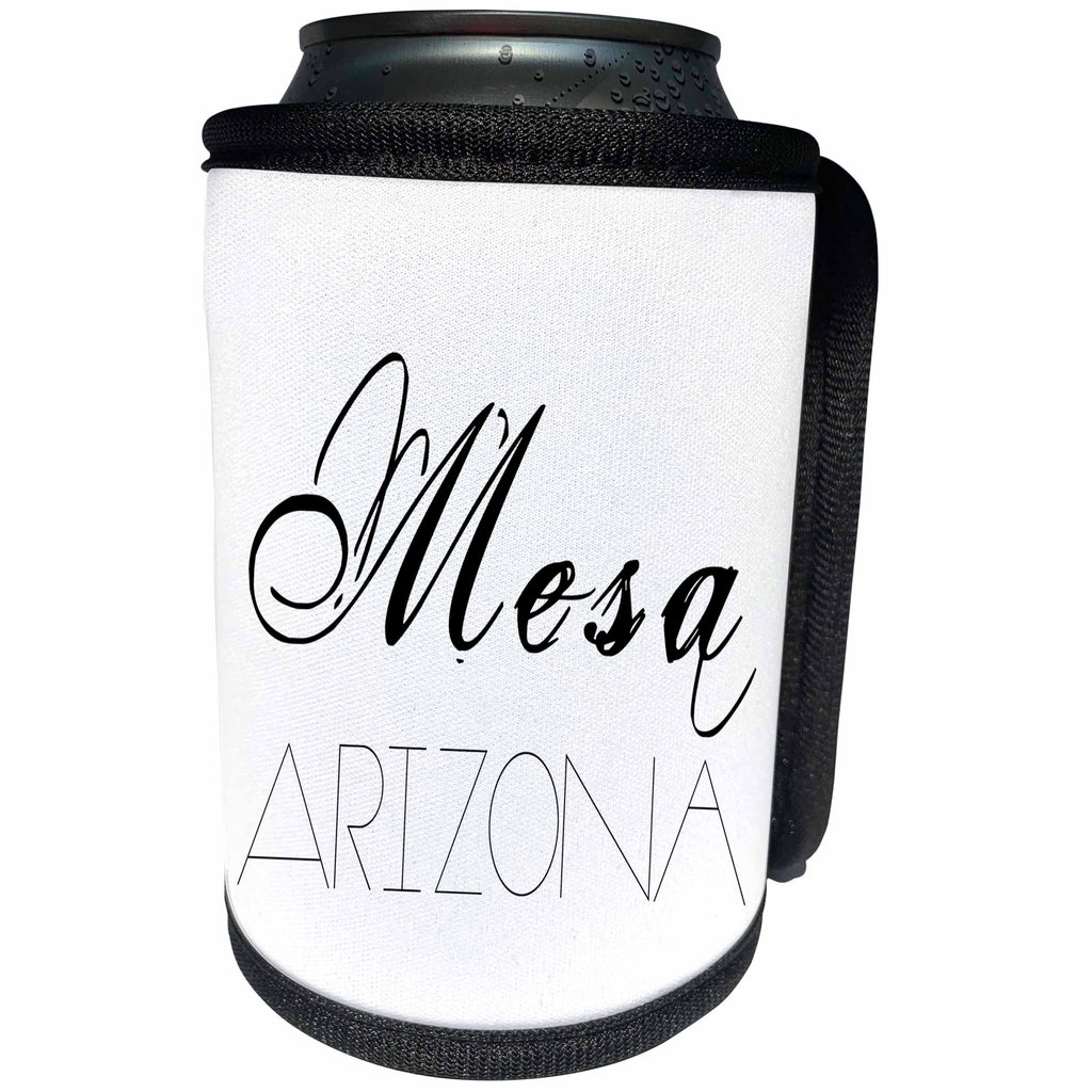 3dRose Alexis Design - American Cities - American Cities - Mesa Arizona, black on white - Can Cooler Bottle Wrap (cc_283719)