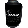 3dRose Alexis Design - American Cities - American Cities - Tucson Arizona, white on black - Can Cooler Bottle Wrap (cc_283724)