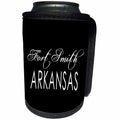 3dRose Alexis Design - American Cities - American Cities - Fort Smith Arkansas, white on black - Can Cooler Bottle Wrap (cc_283727)