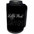 3dRose Alexis Design - American Cities - American Cities - Little Rock Arkansas, white on black - Can Cooler Bottle Wrap (cc_283730)