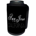 3dRose Alexis Design - American Cities - American Cities - San Jose California, white on black - Can Cooler Bottle Wrap (cc_283736)