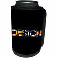 3dRose Alexis Design - Neoplasticism Art - Neoplasticism style elegant colorful text DESIGN on black - Can Cooler Bottle Wrap (cc_283806)