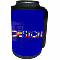 3dRose Alexis Design - Neoplasticism Art - Neoplasticism style text DESIGN, abstract art in the back on blue - Can Cooler Bottle Wrap (cc_283810)