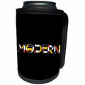 3dRose Alexis Design - Neoplasticism Art - Neoplasticism style elegant colorful text MODERN on black - Can Cooler Bottle Wrap (cc_283812)