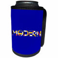3dRose Alexis Design - Neoplasticism Art - Neoplasticism style elegant colorful text MODERN on blue - Can Cooler Bottle Wrap (cc_283813)