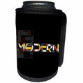 3dRose Alexis Design - Neoplasticism Art - Neoplasticism style text MODERN, abstract art in the back on black - Can Cooler Bottle Wrap (cc_283815)