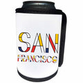 3dRose Alexis Design - American Cities - Decorative, neoplasticism artistic style text San Francisco on white - Can Cooler Bottle Wrap (cc_283824)
