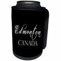 3dRose Alexis Design - Cities of the world - Cities Of The World - Edmonton Canada white text on black - Can Cooler Bottle Wrap (cc_283836)
