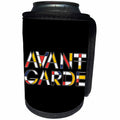 3dRose Alexis Design - Neoplasticism Art - Decorative, neoplasticism artistic style text Avant-Garde on black - Can Cooler Bottle Wrap (cc_283868)