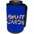 3dRose Alexis Design - Neoplasticism Art - Decorative, neoplasticism artistic style text Avant-Garde on blue - Can Cooler Bottle Wrap (cc_283869)