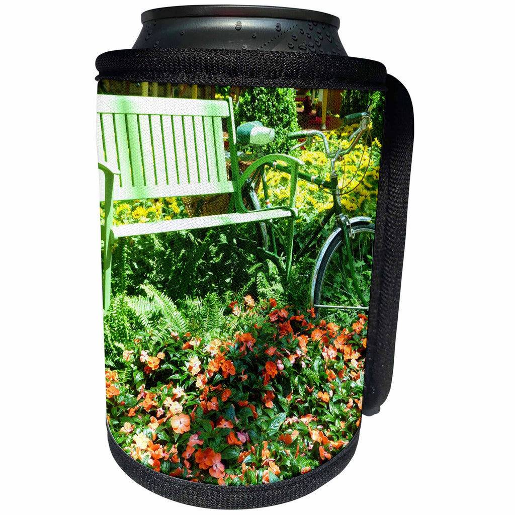 3dRose Florene Flowers - Bike and Garden - Can Cooler Bottle Wrap (cc_28387)