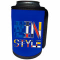 3dRose Alexis Design - Neoplasticism Art - Neoplasticism artistic style text In Style, and a painting on blue - Can Cooler Bottle Wrap (cc_283872)
