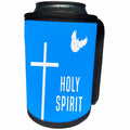 3dRose Alexis Design - Holidays Easter - Easter. Blue sky, cross, dove, text Holy Spirit - Can Cooler Bottle Wrap (cc_283886)