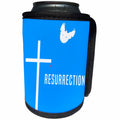 3dRose Alexis Design - Holidays Easter - Easter. Blue sky, cross, dove, drop of Christ blood. Resurrection - Can Cooler Bottle Wrap (cc_283889)