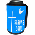 3dRose Alexis Design - Holidays Easter - Easter. Blue sky, cross, dove, drop of Christ blood. Strong Soul - Can Cooler Bottle Wrap (cc_283891)