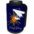 3dRose Alexis Design - Sport Misc - Hang gliding text, yellow and orange sun, a pilot in the sky, on blue - Can Cooler Bottle Wrap (cc_283908)