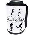 3dRose Alexis Design - Sport Skateboard - Four skateboarders in action, text Just Skate on white background - Can Cooler Bottle Wrap (cc_283911)