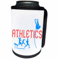 3dRose Alexis Design - Sport Athletics - Hurdling runners, pole jumper, stylized text ATHLETICS, red and blue - Can Cooler Bottle Wrap (cc_283915)