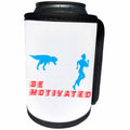 3dRose Alexis Design - Funny - Tyrannosaurus Rex follows a runner. Be motivated. Red, blue colors - Can Cooler Bottle Wrap (cc_283916)