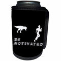 3dRose Alexis Design - Funny - Tyrannosaurus Rex follows a runner. Be motivated. Black background - Can Cooler Bottle Wrap (cc_283917)