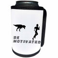 3dRose Alexis Design - Funny - Tyrannosaurus Rex follows a runner. Be motivated. White background - Can Cooler Bottle Wrap (cc_283918)