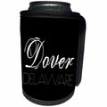 3dRose Alexis Design - American Cities - American Cities - Dover Delaware, white on black - Can Cooler Bottle Wrap (cc_283934)