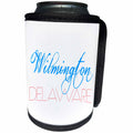 3dRose Alexis Design - American Cities - American Cities - Wilmington Delaware, blue, red on white - Can Cooler Bottle Wrap (cc_283936)
