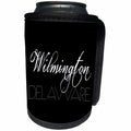 3dRose Alexis Design - American Cities - American Cities - Wilmington Delaware, white on black - Can Cooler Bottle Wrap (cc_283937)