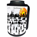 3dRose Alexis Design - Positive - Good Morning, City. Buildings, traffic, people, sunrise, on white - Can Cooler Bottle Wrap (cc_283969)