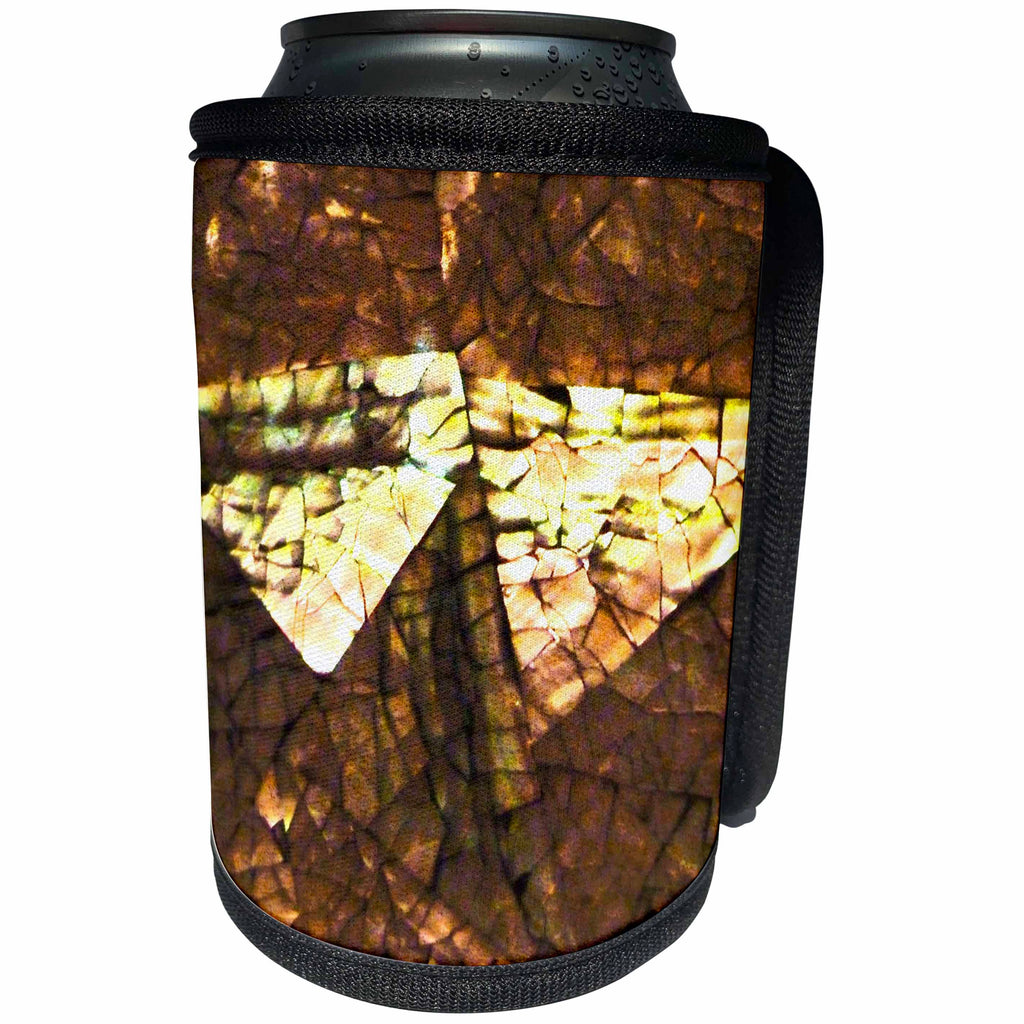 3dRose Florene Contemporary Abstract - Shades Of Yellow and Copper - Can Cooler Bottle Wrap (cc_28397)