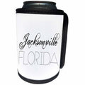 3dRose Alexis Design - American Cities - American Cities - Jacksonville Florida, black on white - Can Cooler Bottle Wrap (cc_283971)
