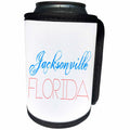 3dRose Alexis Design - American Cities - American Cities - Jacksonville Florida, blue, red on white - Can Cooler Bottle Wrap (cc_283972)
