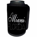 3dRose Alexis Design - American Cities - American Cities - Miami Florida, white on black - Can Cooler Bottle Wrap (cc_283976)