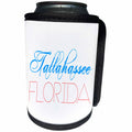 3dRose Alexis Design - American Cities - American Cities - Tallahassee Florida, blue, red on white - Can Cooler Bottle Wrap (cc_283978)