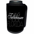 3dRose Alexis Design - American Cities - American Cities - Tallahassee Florida, white on black - Can Cooler Bottle Wrap (cc_283979)