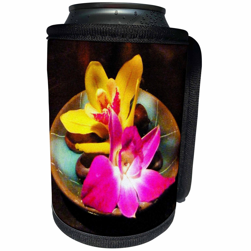 3dRose Florene Flowers - Painted Orchids - Can Cooler Bottle Wrap (cc_28417)