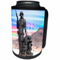 3dRose Jos Fauxtographee- Blended Layer Soldiers - A statue of a soldier and his buddy in the army with rifle on color - Can Cooler Bottle Wrap (cc_284205)